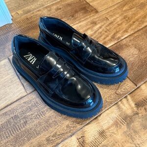 Zara Glossy Black Slip-On Shoes